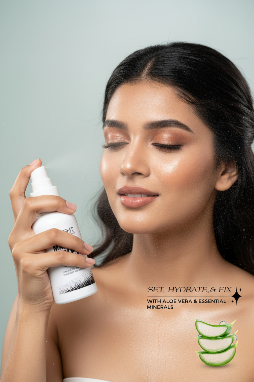 Model Using Insight Make Up Fixer Spray