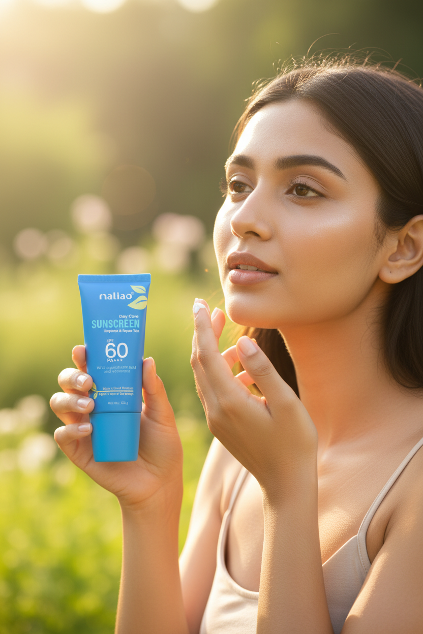 Model Using Sunscreen