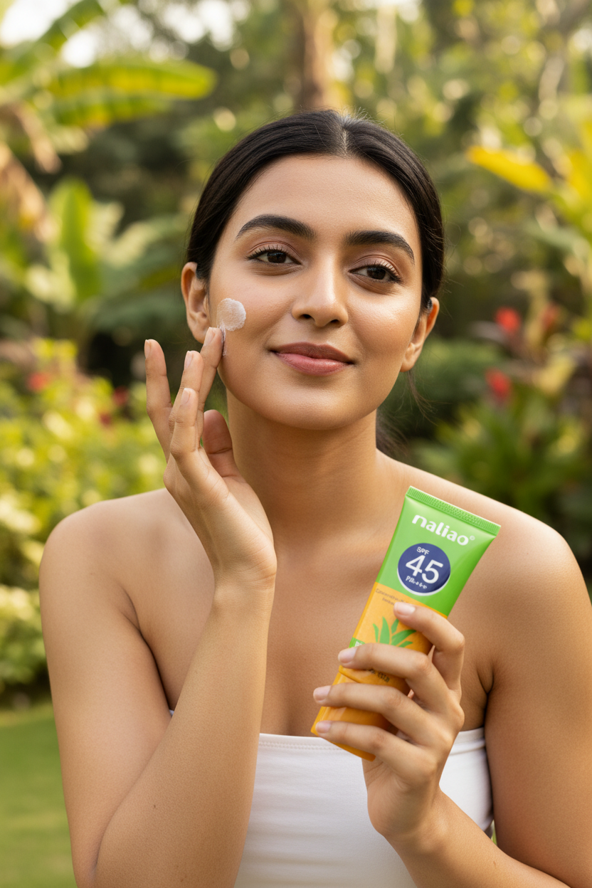 Model Using Sunscreen