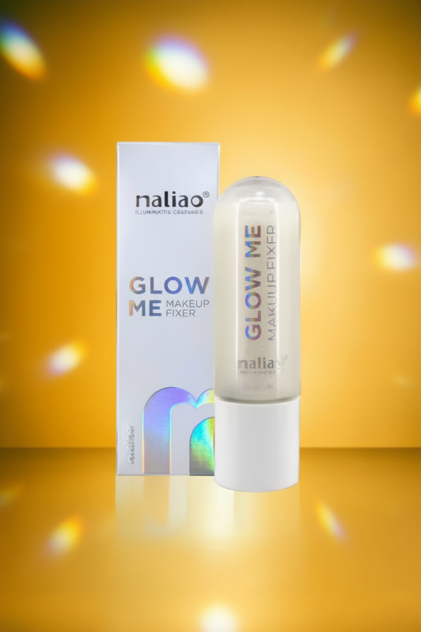 Nalia Glow Me Illuminating Makeup Fixer – Golden Editorial Studio Shot