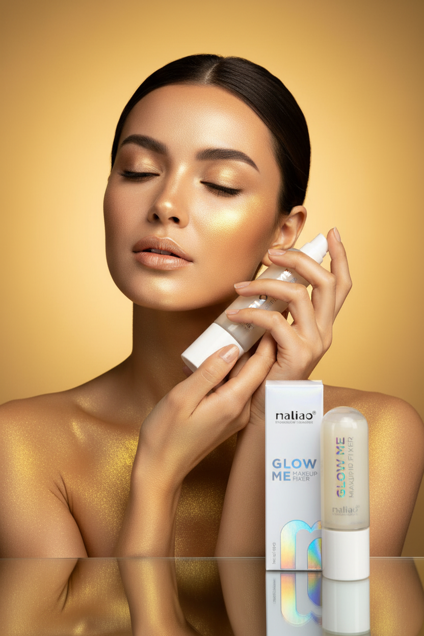 Nalia Glow Me Illuminating Makeup Fixer – Model Shot