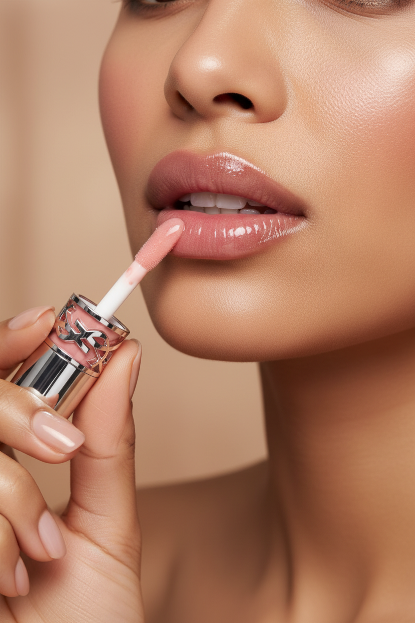 YSL Lip Gloss - Model Applying Gloss